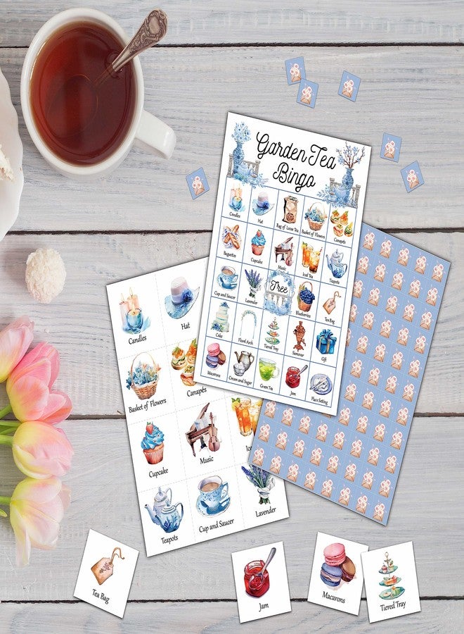 KFNER Garden Tea Bingo Game - Tea Party Bingo Card - 24 Players Bingo Game Set Indoor Outdoor Activities - Tea Party, Bridal Shower, Birthday Party Favors Supplies -A05 - Image 3